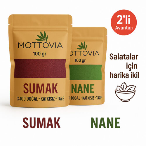 Sumak & Nane İkilisi – %100 Doğal Baharat Seti Salatalar ve Yemekler İçin Avantajlı 2’li Paket